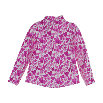 White Hearts 1/4 Zip Pullover