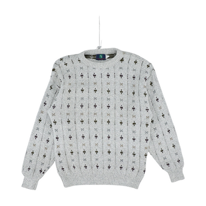 Gray Print Pullover Sweater