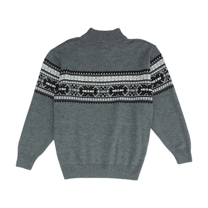 Gray Abstract 1/4 Zip Sweater