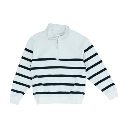 Beige Striped 1/4 Zip Pullover