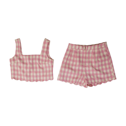 Pink Check Short Set
