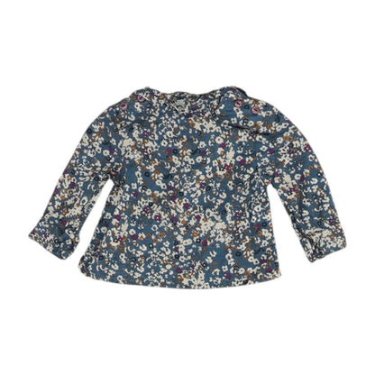 Blue Floral Long Sleeve Blouse