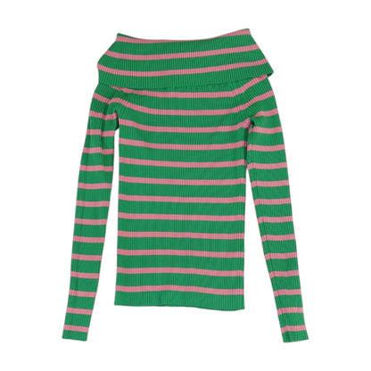 Green Striped Pullover Sweater