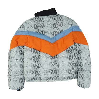 White Color Block Puffer Jacket