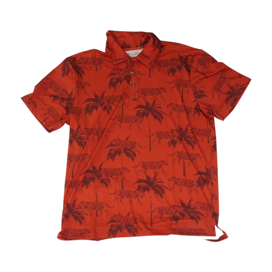 Red Print Short Sleeve Polo