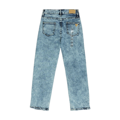 Blue Solid Straight Jeans