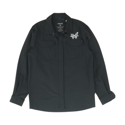 Black Solid Long Sleeve Button Down
