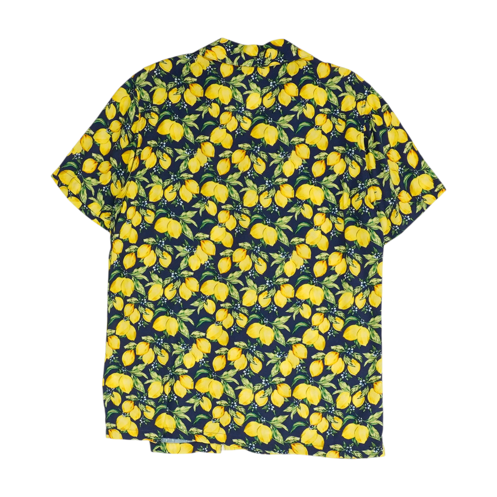 Navy Print Short Sleeve Button Down