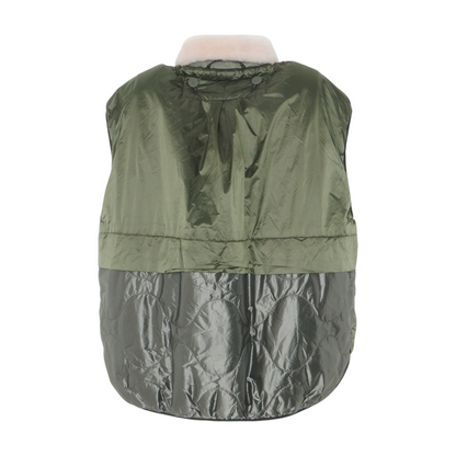 Olive Shearling Collar and Parachute Quilted Vest