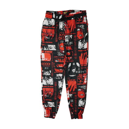 Black Print Tapered Pants