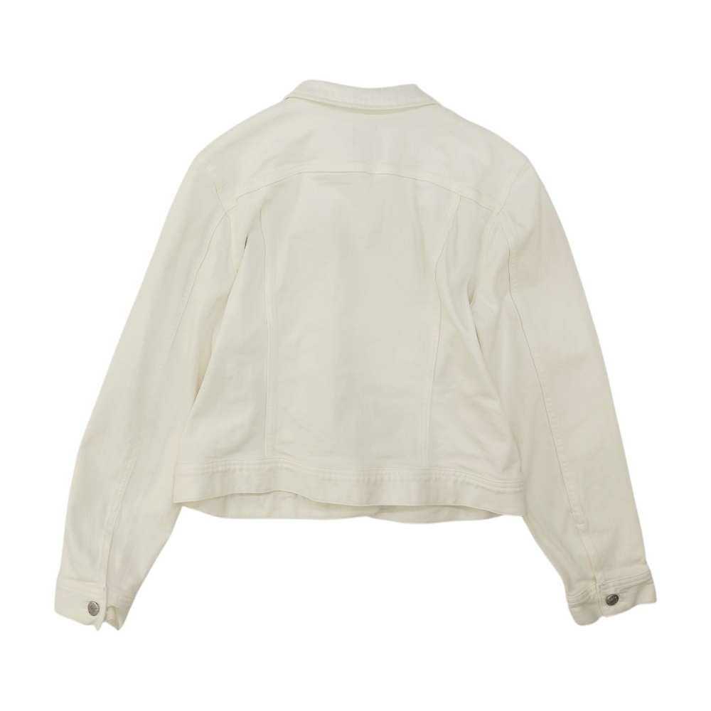 White Solid Denim Jacket
