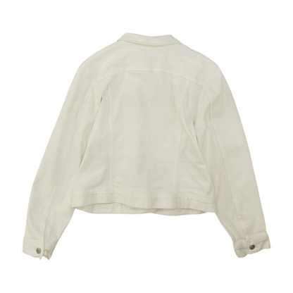 White Solid Denim Jacket