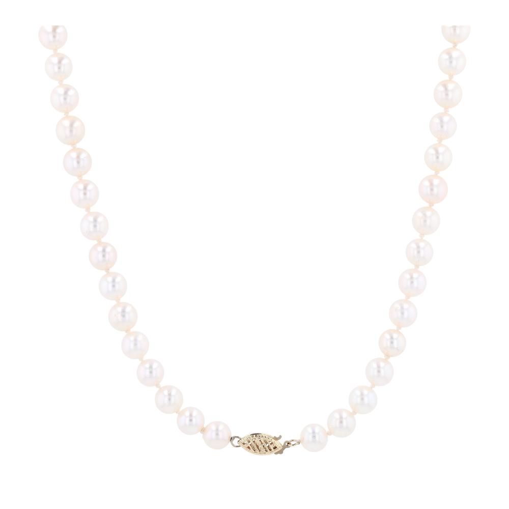 14K Yellow Gold Cultured Pearl Beaded Necklace