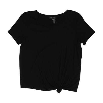 Black Solid Crewneck Knit Top
