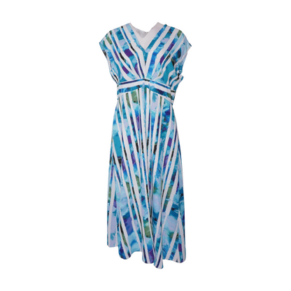 Blue Striped Midi Dress