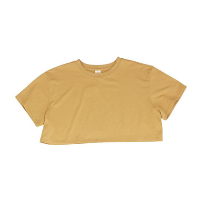 Tan Solid Cropped T-Shirt