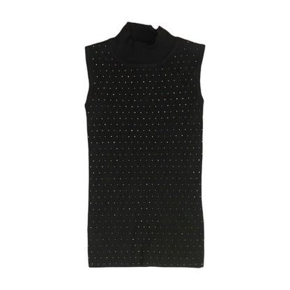 Black Polka Dot Mockneck Knit Top