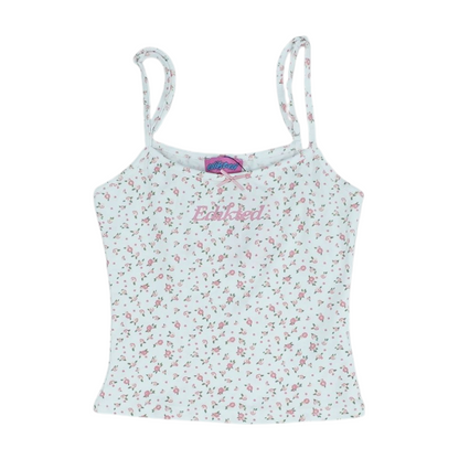 White Floral Cropped Blouse