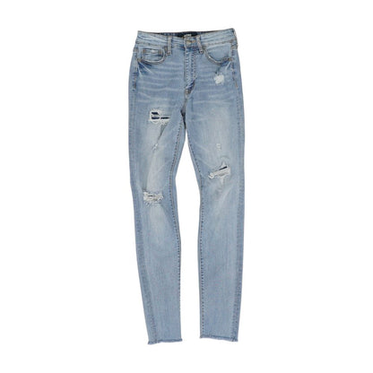 Blue Solid High Rise Skinny Leg Jeans