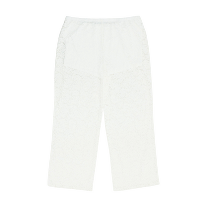 White Plus Floral Wide Leg Pants