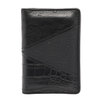 Black Pocket Organizer in Ostrich, Crocodile, & Monogram Empreinte Leather