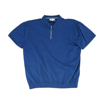 Blue Solid Short Sleeve Polo