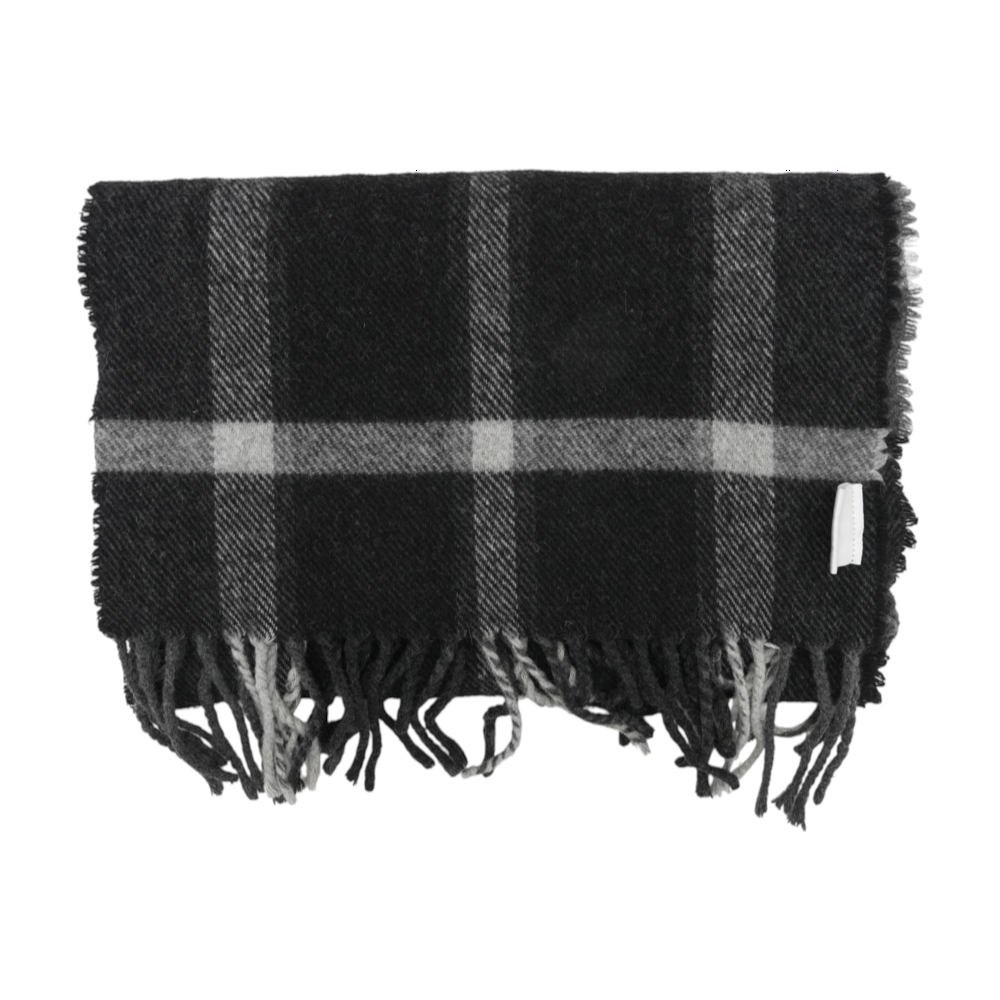 Black Plaid Wool Scarf