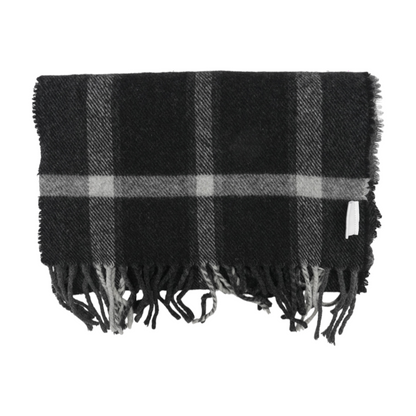 Black Plaid Wool Scarf