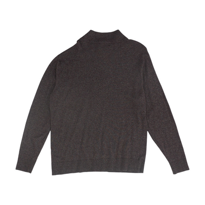 Brown Solid 1/4 Zip Sweater
