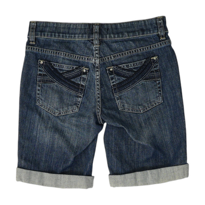 Blue Solid Denim Shorts