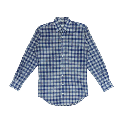 Navy Plaid Long Sleeve Button Down