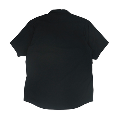 Black Solid Short Sleeve Button Down