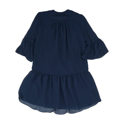 Navy Solid Short Sleeve Blouse