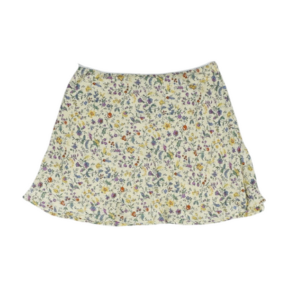 Beige Floral Mini Skirt