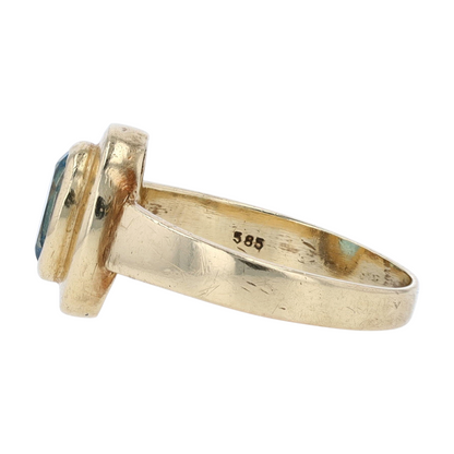 14K Yellow Gold Blue Stone Fashion Ring