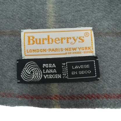 Gray Wool Check Scarf