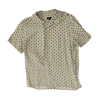 Beige Print Short Sleeve Button Down