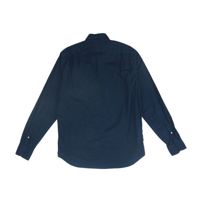 Navy Tall Polka Dot Long Sleeve Button Down