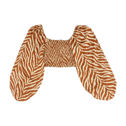 Brown Animal Print Long Sleeve Blouse