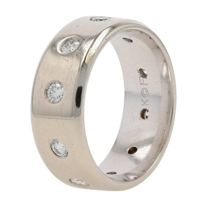 5/8 Ct 14K White Gold Flush Set Round Diamond Eternity Flat Band