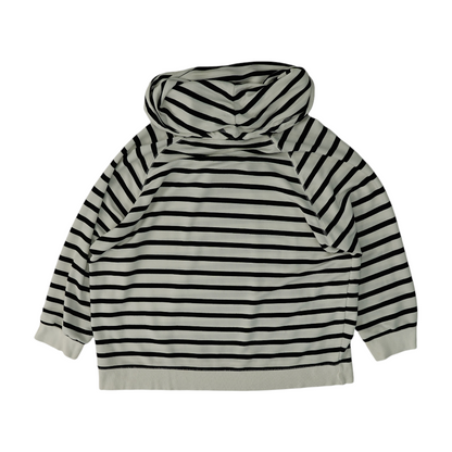 White Striped Hoodie Pullover