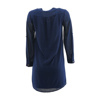 Blue Solid Mini Dress