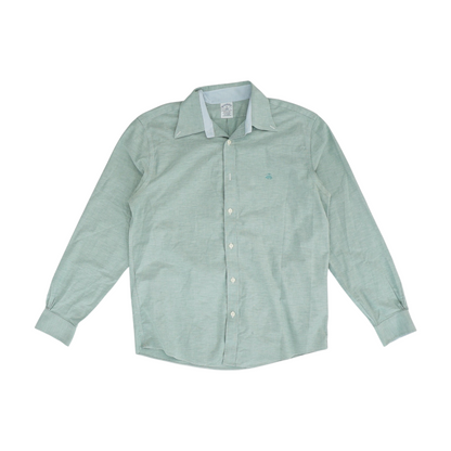 Green Solid Long Sleeve Button Down