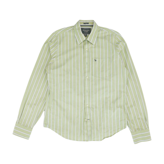 Green Striped Long Sleeve Button Down