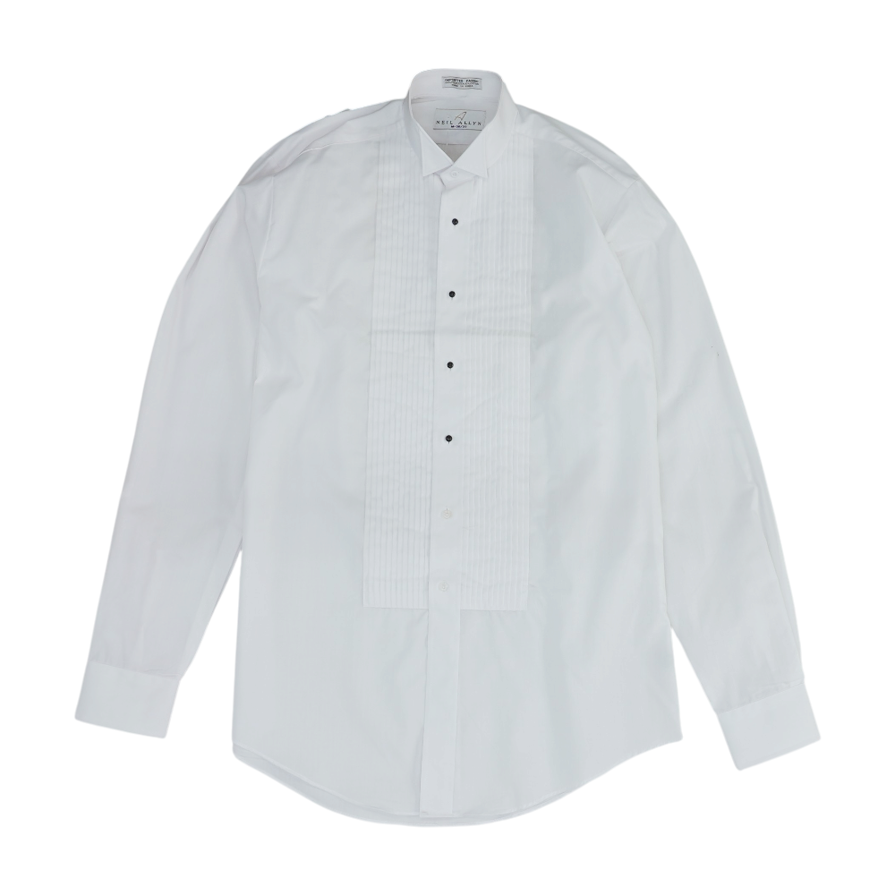 White Solid Tuxedo Button Down