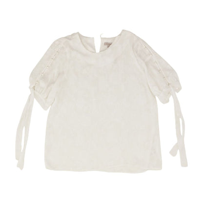 White Floral Short Sleeve Blouse