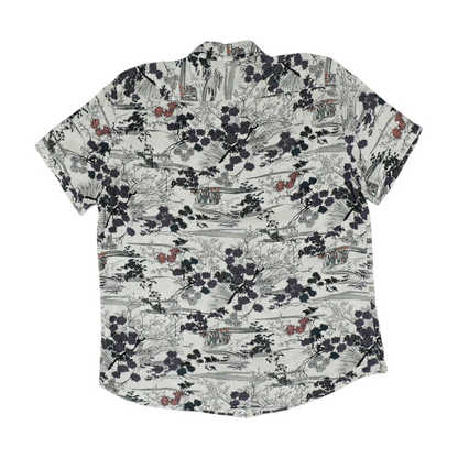 White Floral Short Sleeve Button Down