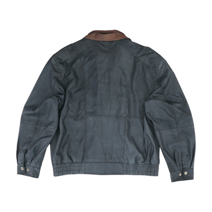 Black Color Block Leather Jacket