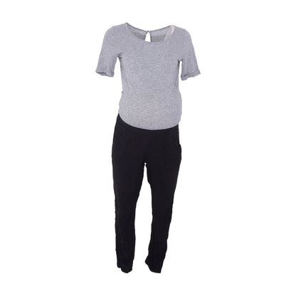 Black Maternity Color Block Jumpsuit
