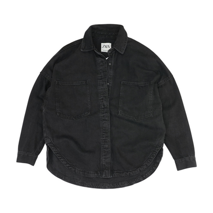 Black Solid Denim Jacket